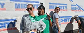 Students at a Habitat for Humanity project