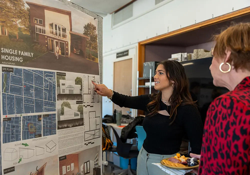 Undergrad architectural studies student presenting work