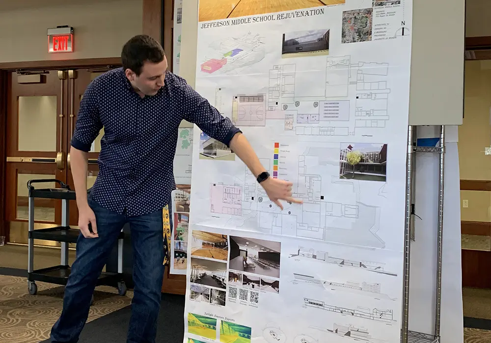 Undergrad architectural studies student presenting work