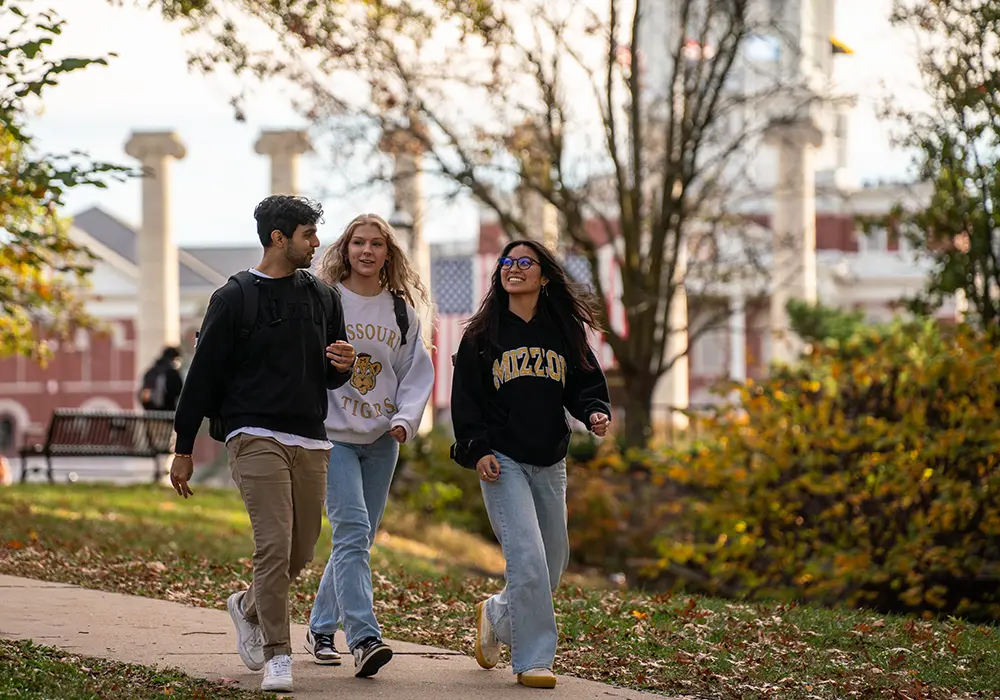 Students walking on Mizzou's campus