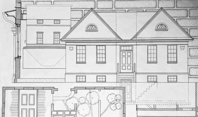 Drafted collage of McAlester Annex plans drawn by Megan Branstetter