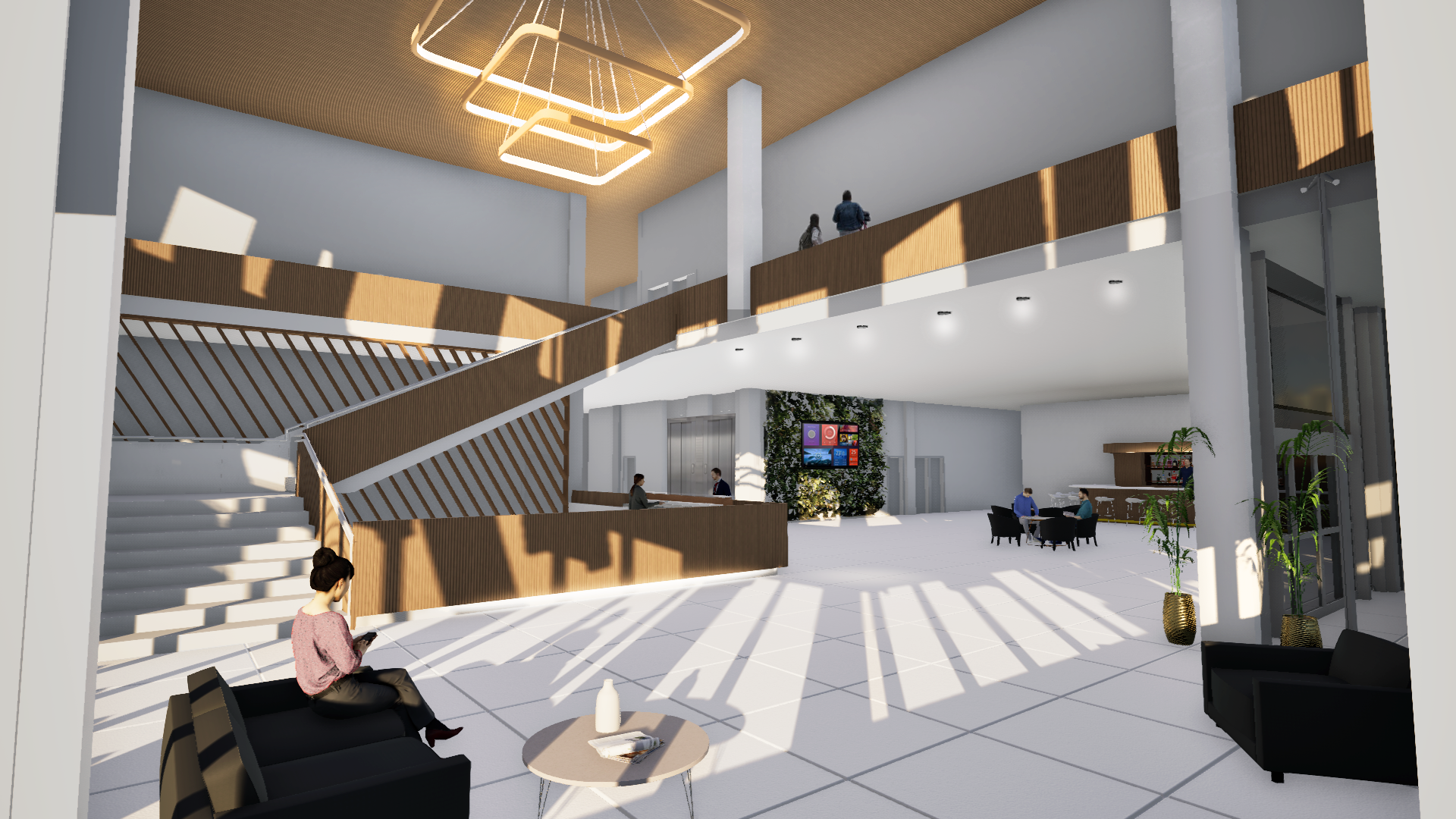 Cinema project interior render illustration designed by Kyndall Allen